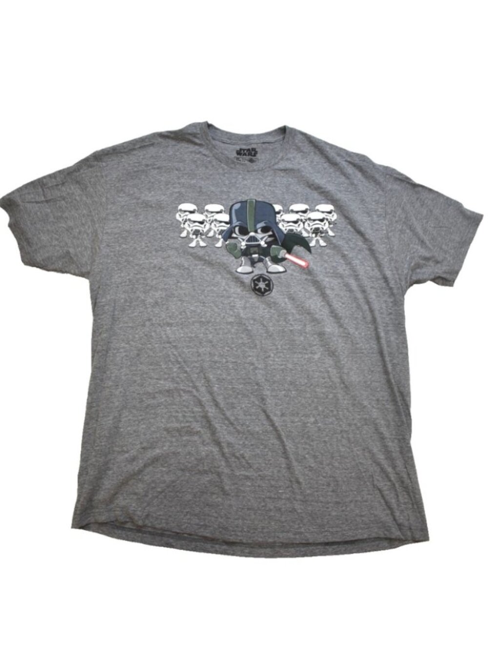 Star Wars Mens T Shirt 2XL Gray Darth Vader Stormtroopers Chibi Graphic New